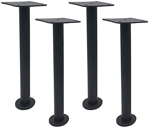 GXLSMSH Lot de 4 Pieds de Meubles réglables en Acier Inoxydable pour Table, Bureau, canapé, Salle de Bain, Meuble TV, Table Basse, 8 cm, Noir, vis incluses
