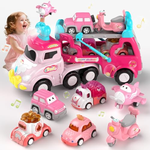 usrela 7-in-1 Truck Toys for 2 3 Year Old Girls Christmas Birthday Gifts