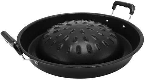 Fockety Poêle à Barbecue thaï-coréenne, poêle à Charbon de Bois 2 en 1 en Aluminium, poêle antiadhésive pour Barbecue thaï-Lao-coréen, pour shabu, légumes, œufs, (35 cm / 13,78 Pouces Noir)