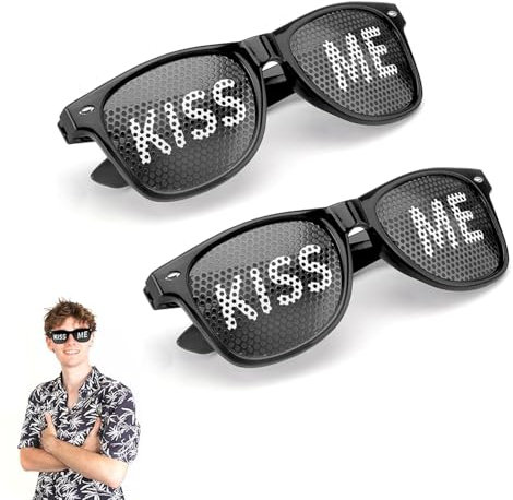 ZMDMAH 2Pcs Partybrille Motiv KISS ME Sonnenbrille Party Brille Fasching Partybrille Rave Brille Sonnenbrille Fasching Party Brille für Partys, Clubs, Malle und Karneval, Foto Requisiten