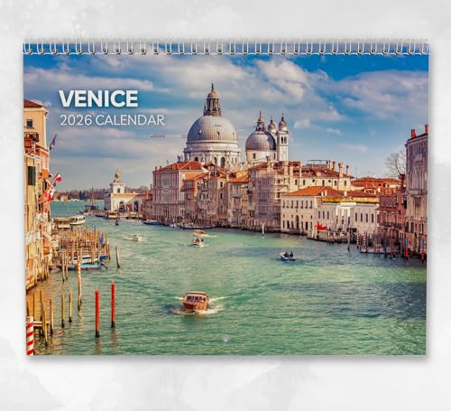 Venedig Kalender 2026 - Monatlicher Wandkalender mit Notizen, hängend im A4-Format, inklusive Schlüsseldaten & Feiertagen