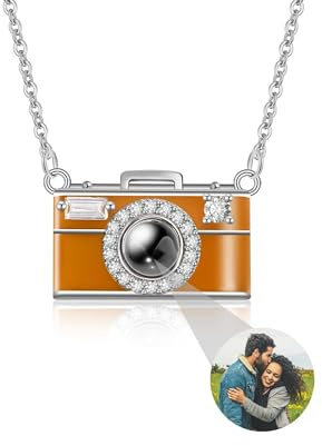 KWCLTH Personalisierte Kamera-Halskette mit Bild im Inneren, individuelle Foto-Projektions-Halskette, personalisierte Anhänger-Schmuckgeschenke für Frauen, Mutter, Freundin, Ehefrau
