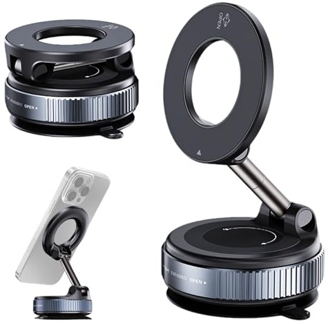 Tbintul Vakuum Handyhalterung Auto Magnet Faltbar, Vakuum Magnetische Handyhalterung Auto für MagSafe Autohalterung, 360° Faltbar, für iPhone 16 15 14 13 12 Pro Max
