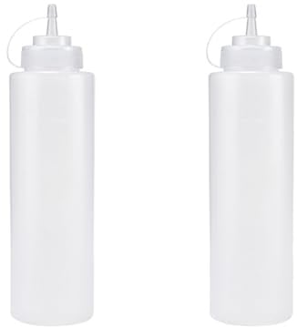 Yuannee Squeeze Bottles,2 PCS 240mL Plastic Squeezy Sauce Bottles with Nozzles Squeeze Condiment Bottle Dispensing Ketchup Bottle for BBQ Sauces Syrup Salad Dressing Oil Liquids Art