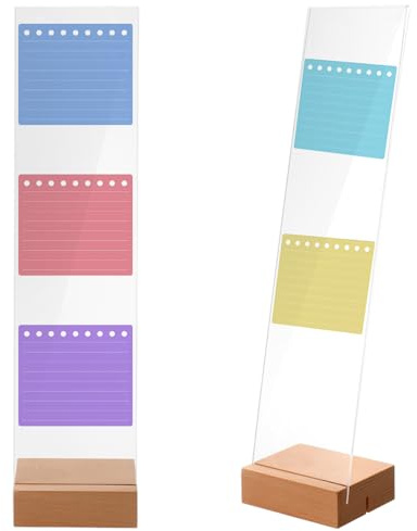 2pcs Monitor Memo Board with Detachable Wooden Base, Clear Acrylic Sticky Note Holder for Computer Screen Monitors Portable Desk Organizer Office Accessories for Laptops & Desktops