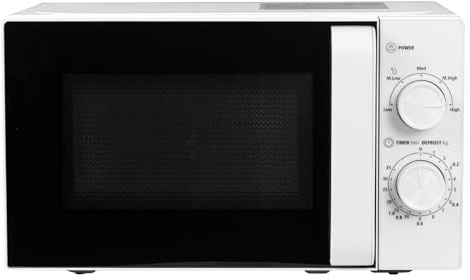 Smad Solo-Mikrowelle 20L, 700W, Mikrowelle Klein, 5 Leistungsstufen, Auftaufunktion nach Zeit/Gewicht, 35-Minuten-Timer, Drehteller 255mm, Weiß