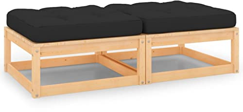 Owoxanthellate Gartenhocker Set 2er Kiefer massiv 70x70x30 cm in Anthrazit wetterfeste Mini Loungemöbel modular Outdoor Sofa platzsparend für Balkon Wintergarten und Terrasse
