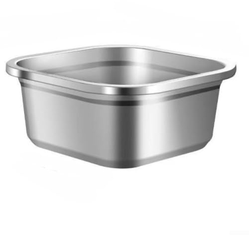 Stainless Steel Square Bowl, 20 cm / 22 cm / 24 cm, Kitchen Storage Container, Stackable & Space-Saving, for Daily Home Use(Basin 20cm)