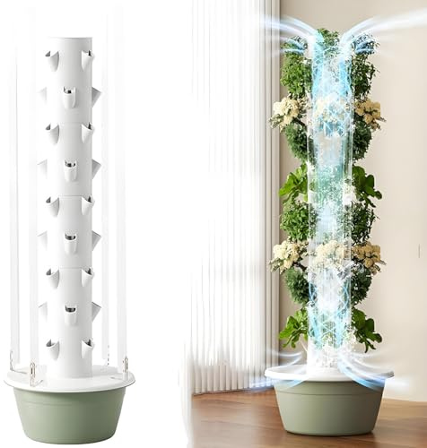 GLBMXDD Hydroponisches Anbausystem-Set mit LED-Pflanzenlampen, vertikalem Hydroponik-Turm, Kräutergarten für den Innenbereich, automatischer Zeitschaltuhr, für Obst und Gemüse 9thfloor