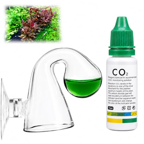 CO2 Aquarium Messgerät und Dauertest, CO2 Anlage Aquarium Komplett-Set mit Blasenzähler, CO2 Test für Aquarien mit 15 ml Messflüssigkeit und 5,5 cm Detektor