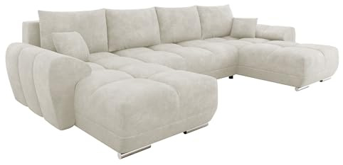 Mirjan24 Ecksofa Lonkor U, Eckcouch mit Schlaffunktion Bettkasten U-Form, symmetrische Ottomane, Sofa Couch Wohnlandschaft (Lumo 55)