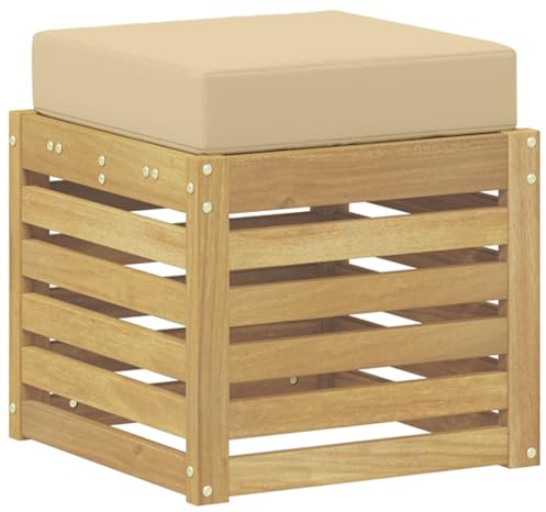 vidaXL Outdoor Hocker Bank Weiß 43 x 43 x 45 cm Massivholz Akazie, Moderner Garten Lounge, Bequeme Sitzbank für die Terrasse, modulare Sofa-Anordnung, perfekte Sommerentspannung