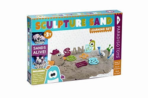Paradiso Toys T02108 Knetsand, Magic Sand. Modelliersand Lern-Set inkl. 1kg Sand Zahlen und Buchstaben antibakteriell.