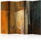 decomonkey Paravent Raumteiler Innen Mauer Beton 225x172 cm 5 Teilig Einseitig Room Divider Wall Raumteiler Stehend Trennwand Sichtschutz Spanische Wand Sichtschutzwand Wohnzimmer Holz
