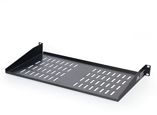 SimpleCord Home Shelf-Universal Cantilever Vented 1U Tray for 19-inch Cabinets – Server Rack, Black