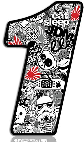 Biomar Labs® 1 x Vinyl Sticker Bomb Wrap Auto Moto Motocross Motosport Start Racing Number 9 Rally Race Car Bike Motorcycle Tuning N 341