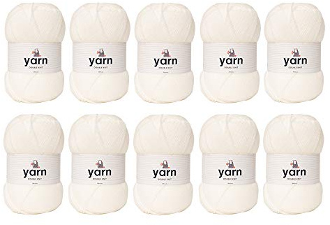 Korbond DK White Yarn - 10 x 100g Acrylic Wool - Lightweight, Hypoallergenic & Durable Double Knit Crochet Yarn Knitting Wool (2900m Total)
