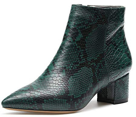 Castamere Polacchine Donna Stivali Cerniera Tacco a Blocco 5CM Medio Tacco Verde Serpente Modello Scarpe EU 44