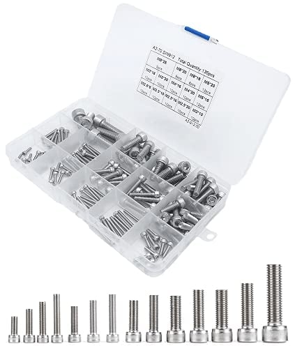 135er/set Zylinderschrauben M2.5 M3 M4 M5 M6 M8 a2-70 Inbusschrauben Schraube Sortiment Kit aus 304 Edelstahl & Aufbewahrungskasten Zylinderkopfschrauben Innensechskant Kopftschrauben Sortiment Kit