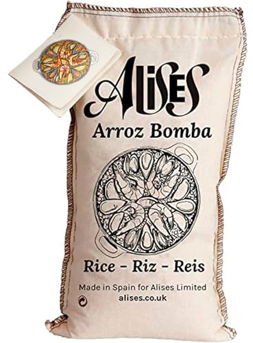 Alises - 1 Kg Riz Bomba à Paella - Riz rond blanc espagnol premium de qualité supérieure - Arroz bomba