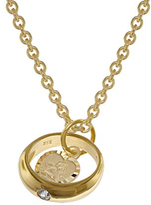 trendor Taufring mit Engelherz Gold 333 an goldplattierter Silberkette 39455-45 45 cm