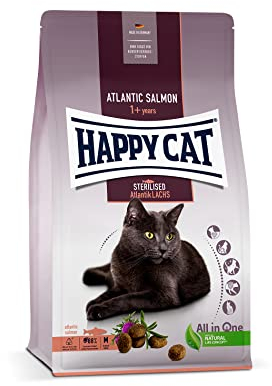 Happy Cat 70579 - Sterilised Adult Atlantik Lachs - Trockenfutter für sterilisierte Katzen und Kater - 1,3 kg Inhalt