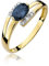 Damen Ring 585 14k Gold Gelbgold echt Saphir Edelstein Diamanten Brillanten