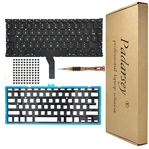 Pardarsey Clavier Rétroéclairé Français de Fond avec 80 Vis PCE Compatible avec MacBook Air 13 Pouces A1369 A1466 avec Tournevis