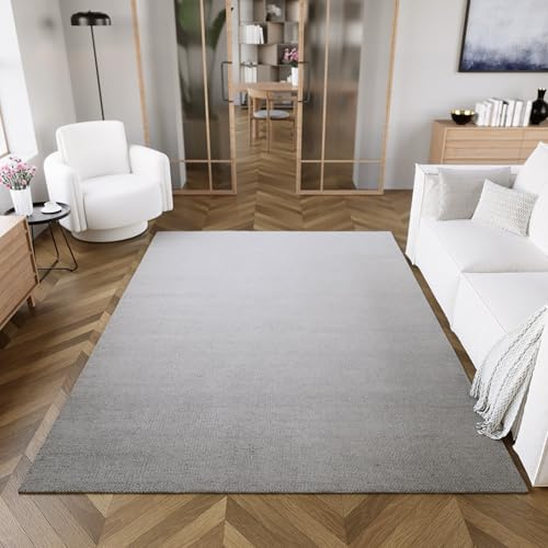 Wecon Home Perpignan handgewebter Kelim-Teppich, 130 x 190 cm, grau | Wollteppich handgewebt, wertvoller, nachhaltiger, Teppich bestens geeignet fürs Wohnzimmer, Schlafzimmer und Kinderzimmer