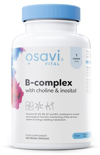 Osavi B–Complex with Choline & Inositol – 120 Vegan Capsules | Complete B–Vitamin Support for Energy, Nervous System & Mental Performance | with VitaCholine® | Clean Label | Vegan–Friendly