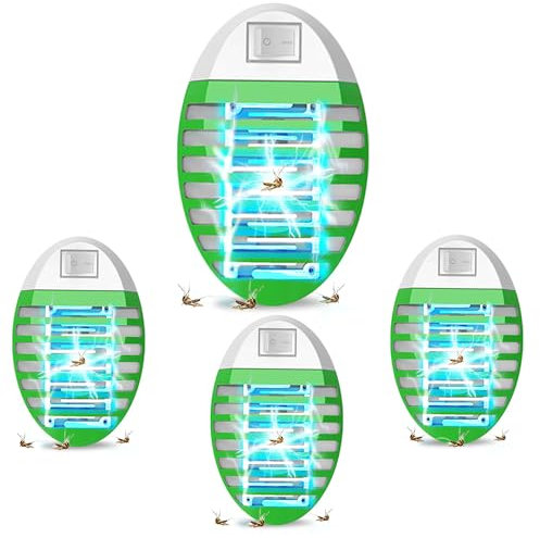 Insektenvernichter Elektrisch, Steckdosen-Insektenvernichter mit UV-Licht, mückenlampe, mückenfalle, für Fliegen, Mücken, Motten, Küche, für Schlafzimmer, Indoor (4 Pack)