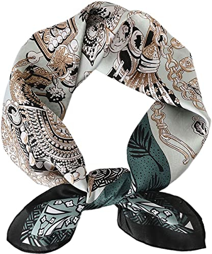 MAIRY Damen Bandana Halstuch Platz Seidentuch Drucken Tuch Schal Kopftuch Seide Multifunktion 70x70cm M070013