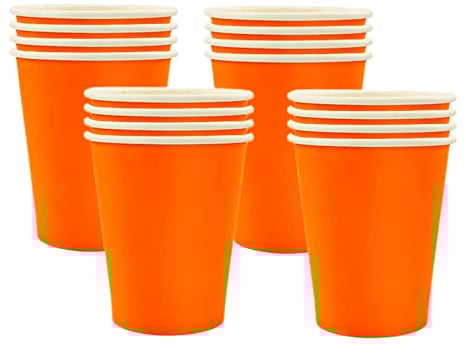 16Pcs Orange Party Paper Cups 9oz,Paper Orange Cups Orange Party Table Decorations for Hot Drinks Kids Picnic Birthday,Baby Shower Graduation Wedding Birthday Christmas Tableware Party Supplies