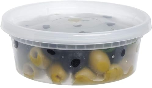 LEO 25pcs 8oz -Clear Reusable Recyclable Food Containers - Sleek Lightweight Food Storage Containers with Lids - Tupperware Sets for Office Workers, Children's Lunch, and Kitchen storage.