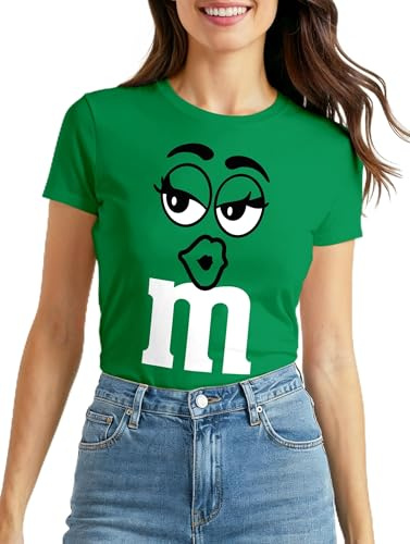 MoonWorks® Damen T-Shirt Fasching Karneval M Aufdruck Gruppen- Kostüm Verkleidung Last Minute Faschingskostüme Frauen Slim Fit Gruen XL