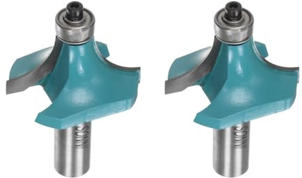 sourcing map 2pcs Roundover Router Bit 1/2 Shank 5/8 Radius Carbide Tipped Edge Rounding Over Bit with Bearing Guide, Woodworking Milling Tool, Cyan