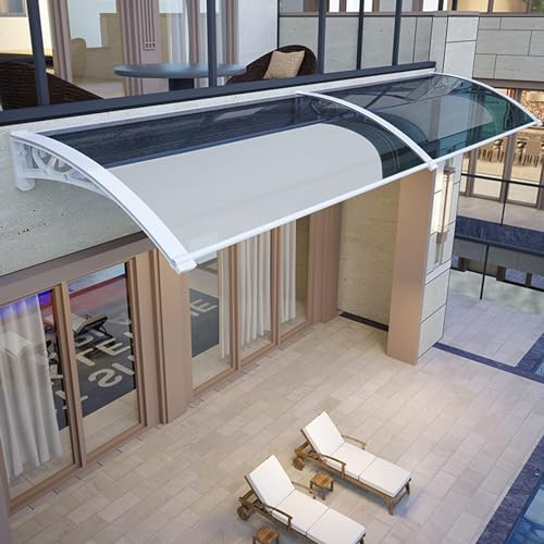 Moderne Außenmarkise,Überhangmarkise Für Vordertür/Fenster,transparente Gebogene Polycarbonat-Abdeckung,60/80/100/120 Cm Markise Für Türeingang,für Sonnenschutz, UV-, Regen- Und Schneeschutz(60x290cm/