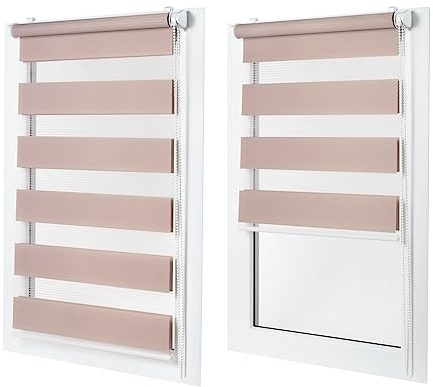 Doppelrollo ohne Bohren – Sichtschutz und Sonnenschutz, Klemmfix – Bleich-Rosa, 80 cm breit (Stoffbreite) x 150 cm hoch (Fensterhöhe) – Duo Rollo für Fenster/Tür, lichtdurchlässig/verdunkelnd