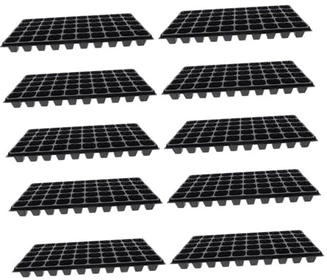 KONTONTY Lot de 10 Plateaux De Démarrage pour Pépinière Plaques De Germination pour Plantes À 50 Trous Et Faciles À Utiliser pour Le Jardinage À Domicile