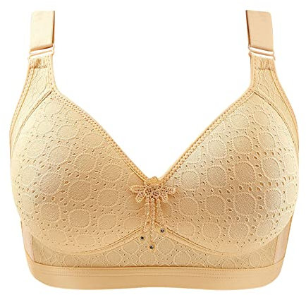 of 5,Women Comfort no Wire Bras Seamless no Show Bra Pack, Front Fastening Padded Racer Back Bras for Women UK, Front Fastening Sports Beige