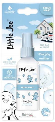 Little Joe Profumo Spray 60 ml Aroma Fresh Start con oli essenziali naturali. Senza alcool e vegano. Lunga durata. Perfetto per auto, casa e ufficio.