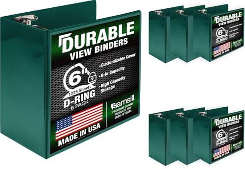 Samsill Durable 15,2 cm 3-Ringbuch, D-Ring, 100% recycelte Spanplatte, Grün, 6 Stück