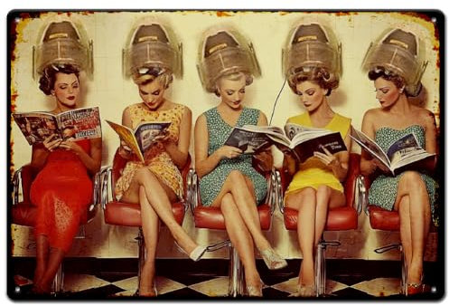 SUPERDANT Letreros de metal para mujer, para peluquería, salón de belleza, placas de pared, póster de hierro, arte para bar, hombre, cueva, decoración de pared, hogar, sala de estar, baño, decoración