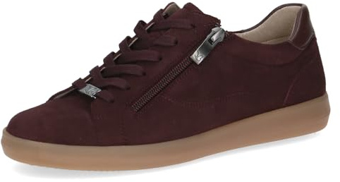 Caprice Damen Sneaker flach aus Leder zum Schnüren, Rot (Bordeaux Suede), 36.5 EU