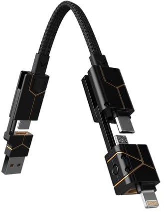 Futurizta Tech® Zeus-X Go 6 in 1 Keychain Universal Cable 240W 5Gbps USB3.0 USB-C, Lightning, Micro-USB, USB-A Fastest Keychain Cable Compatible with 99% Devices