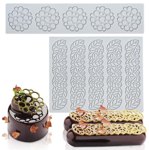 YapitHome 2 Pezzi Tappetino Silicone,Stampo per Torte in Pizzo,Stampo Decorare Torte Tappetino per Decorare,Fudge,Cioccolato,Decorazione Del Piatto