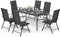 PHI VILLA Gartenmöbel Terassenmöbel Set 6 Personen, 6X Verstellbar mit 7 sitzpositionen Aluminium Gartenstühle Klappbar, Gartentisch mit Stühlen Sitzgruppe Garten Möbel Schwarz