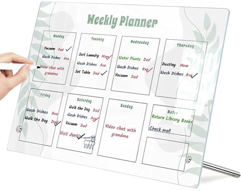 Wochenplaner, Family Plan, Wiederholbar Wochenplaner Kinder, Acryl To Do Liste, Schreibtisch Weekly Planner, Stundenplan Abwischbar Geeignet FüR BüRo, Wohnzimmer Und KüChe, 20x30 Cm
