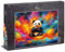Ulmer Puzzleschmiede - Puzzle 1000 Teile „The Dreaming Panda“ - Fantastische Farbwolken zerstäuben rund um das lachenden Panda-Kind - EIN Traum vom Spielen - Puzzlequalität Made in Germany