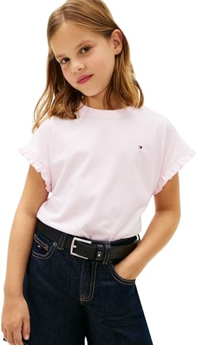 Tommy Hilfiger Mädchen T-Shirt Kurzarm Essential Top Relaxed Fit, Rosa (Pearly Pink), 12 Jahre